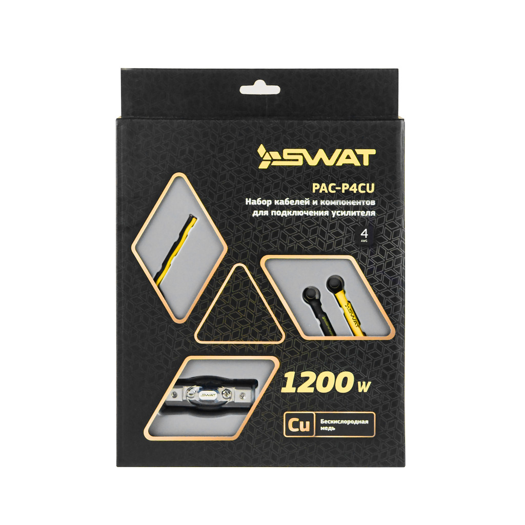 SWAT PAC-P4CU набор проводов для подключения 4х кан. усилителя, 4Ga, МЕДЬ