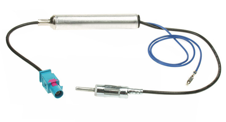 ISO антен переходник VW, Audi, Opel, Skoda, Renault, Peugeot, Citroen, LADA с питанием прямой