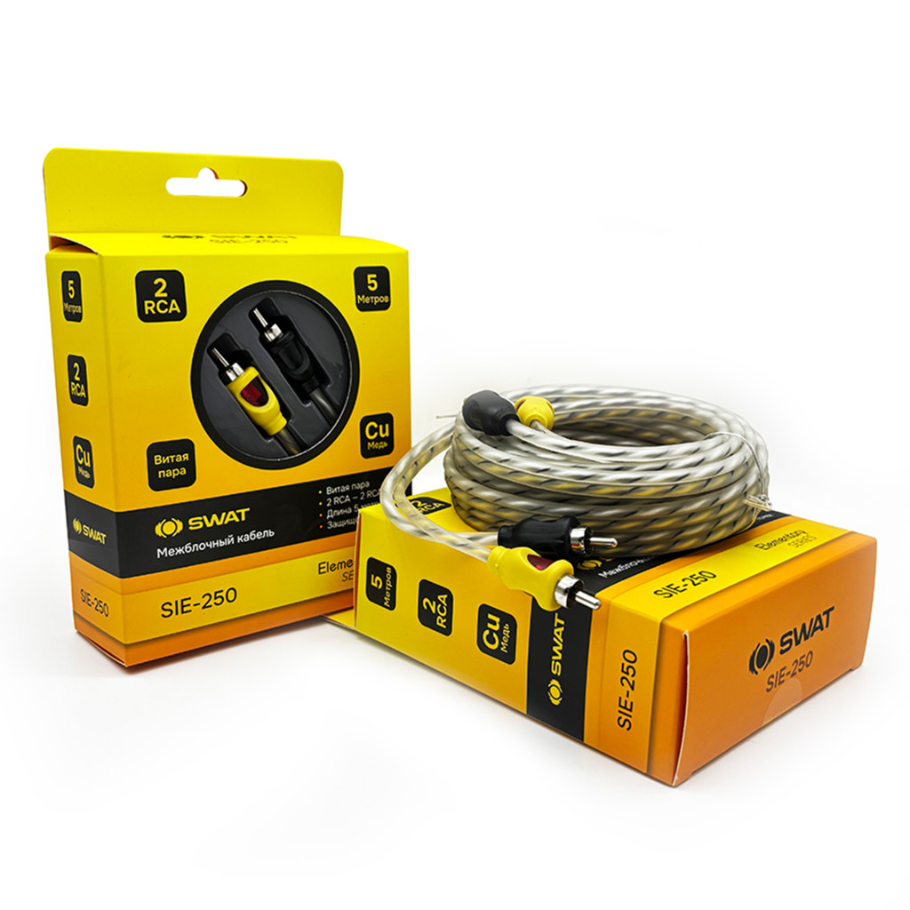 SWAT SIE-250 межблочный кабель 2RCA-2RCA, 5.0 метров, витая пара, медь