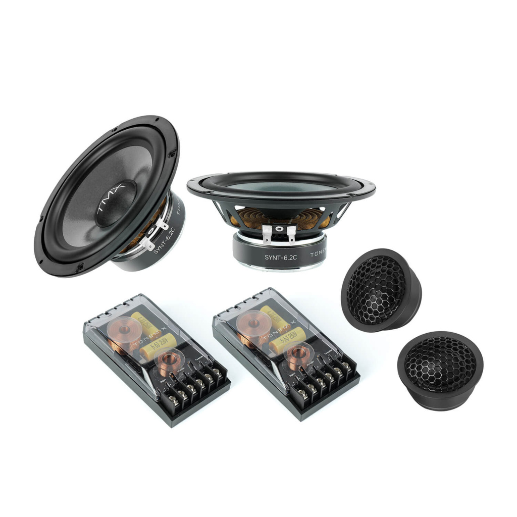 Tonemix SYNT-6.2C / 2-x полосная компонентная акустика, НЧ/СЧ-динамик 6,5" (165 мм), ВЧ-динамик 1,0" (25,4 мм) шелк, RMS 100 Вт, 4 Ом 