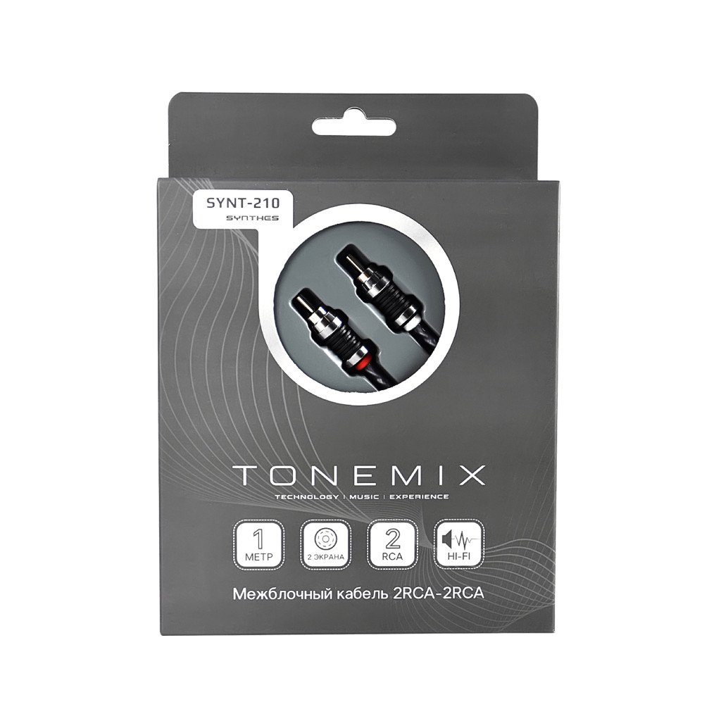 Tonemix SYNT-210 межблочный кабель 2RCA-2RCA, 1.0 метр, витая пара, 2 экрана, медь
