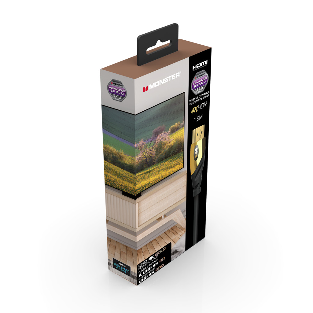 Monster Cable Essentials, HDMI кабель, 4К, UHD, Gold, 1.5m