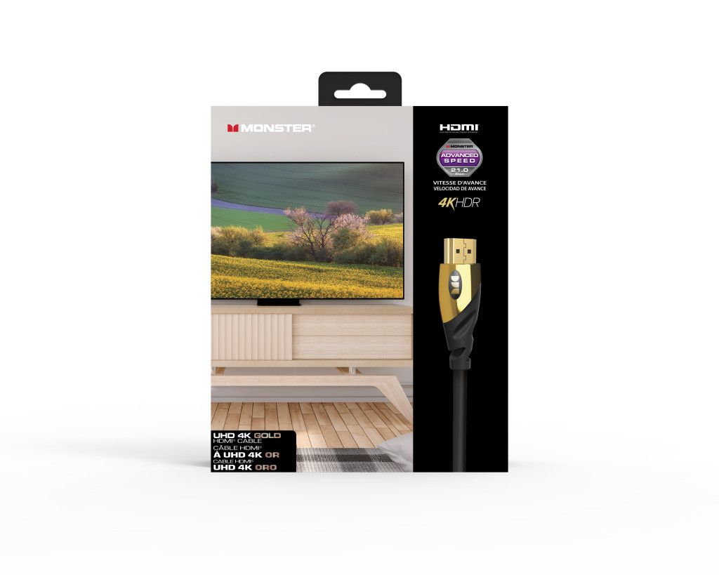 Monster Cable Essentials, HDMI кабель, 4К, UHD, Ethernet, Gold, 10m