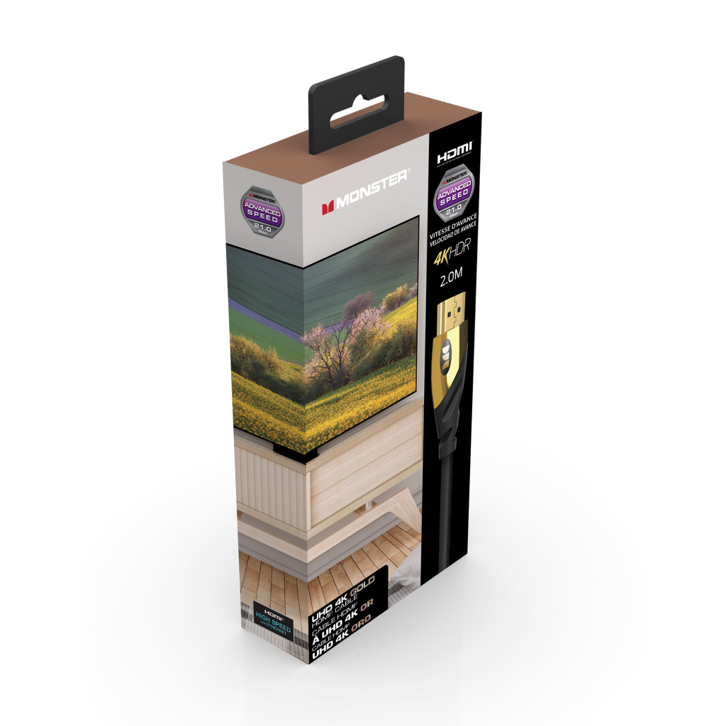 Monster Cable Essentials, HDMI кабель, 4К, UHD, Gold, 2m