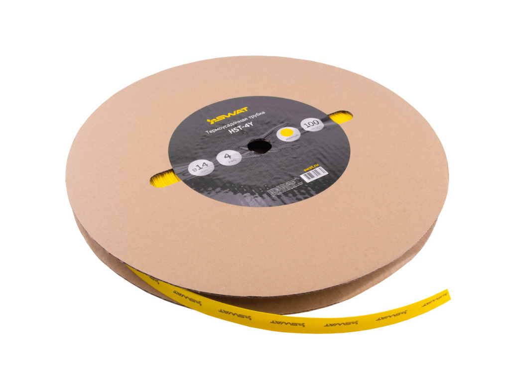 трубка термоусадочная 4Ga, желтая, d14мм, 100м