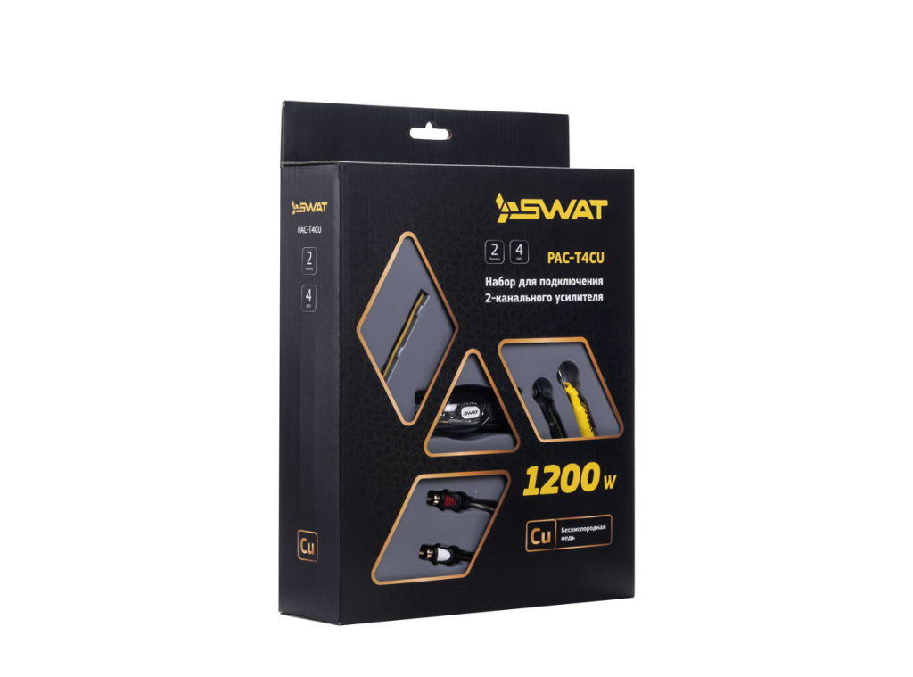 SWAT PAC-T4CU набор проводов для подключения 2х кан. усилителя, 4Ga, МЕДЬ