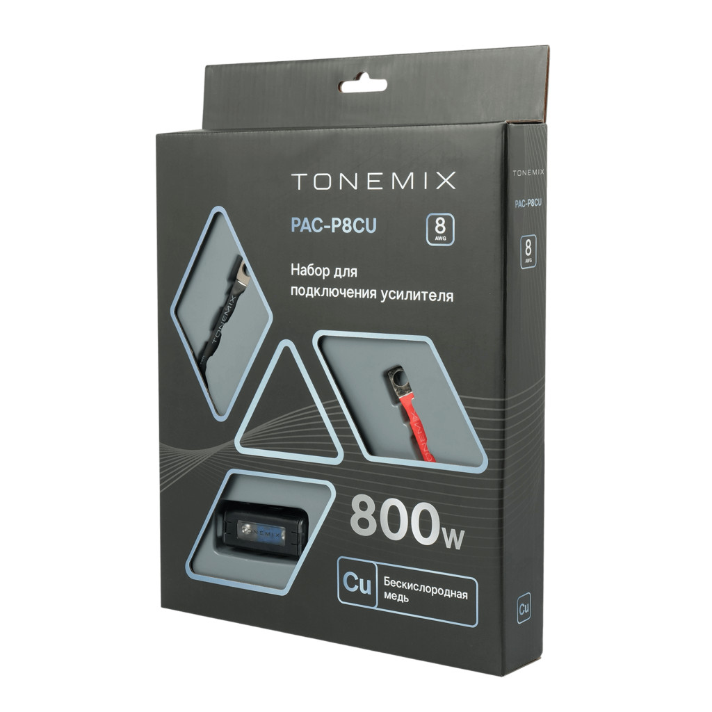 Tonemix PAC-P8CU набор проводов для подключения усилителя, 8Ga, МЕДЬ